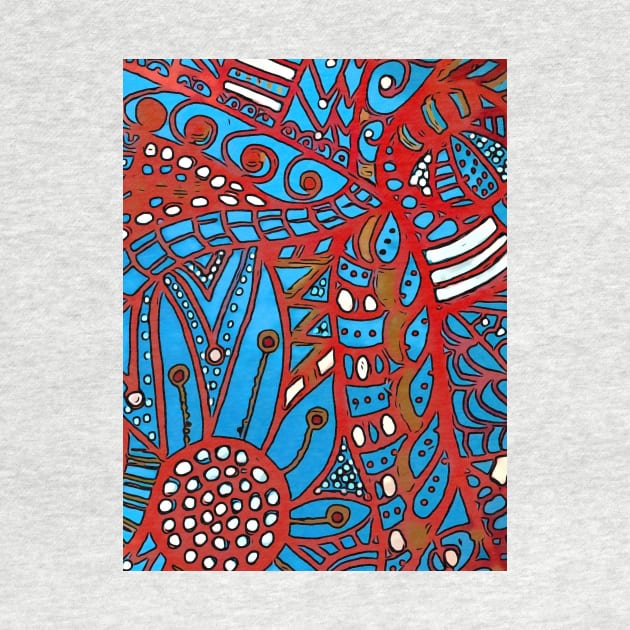 Red, white and blue modern mosaic print by Dillyzip1202